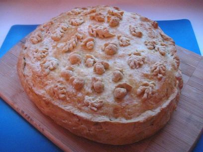  Кулебяка с опятами и капустой