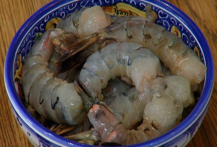 Черный рис с креветками