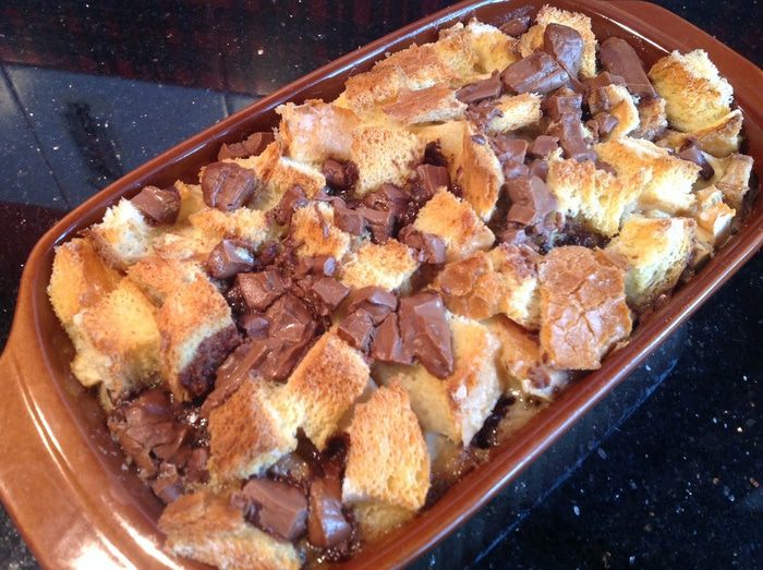 Хлебный яблочно-банановый пудинг