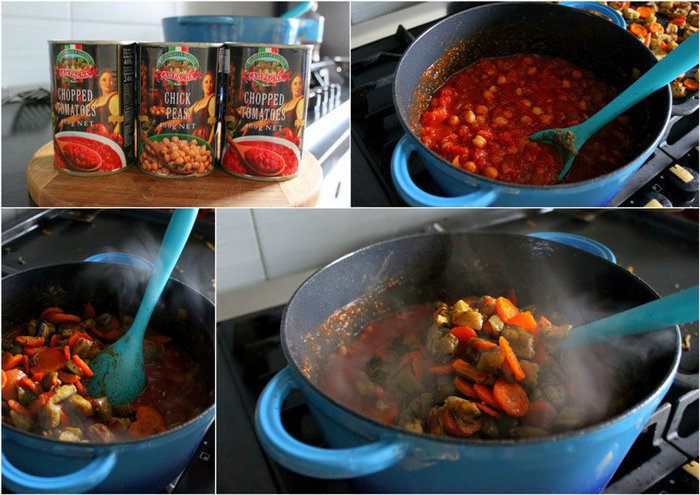 Овощное рагу с нутом и моцареллой