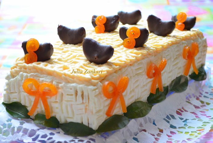 Тирамису с мандариново-сливочным муссом и шоколадом + мандаринки в шоколаде