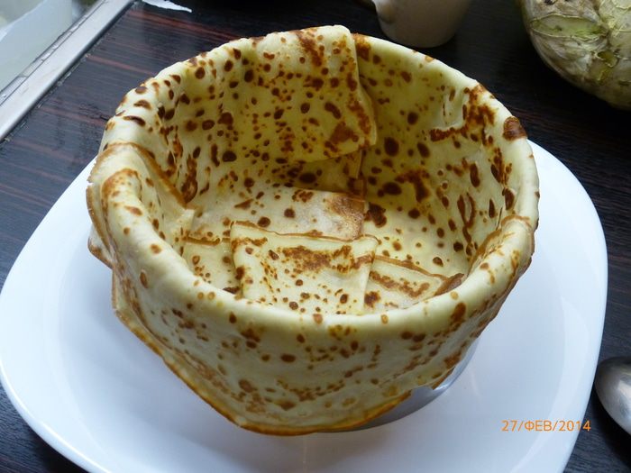 Блинчатый пирог с апельсинами