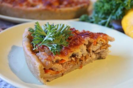 Осенний пирог с лисичками на картофельном тесте