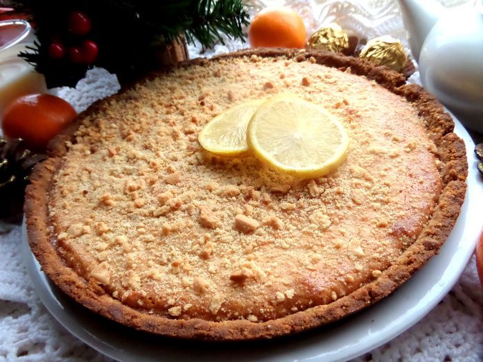 Песочный пирог с кремом на сгущенке