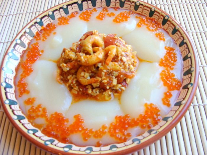 Азу из креветок с тофу и пикантным гарниром