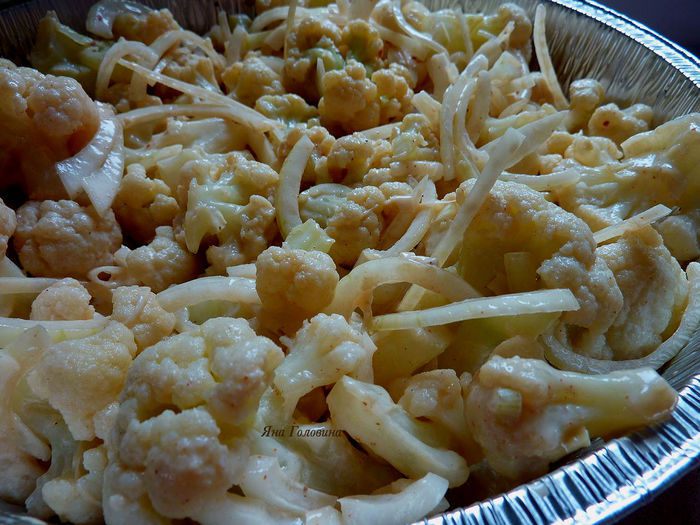 Цветная капуста, запеченная в йогурте с соевым соусом 