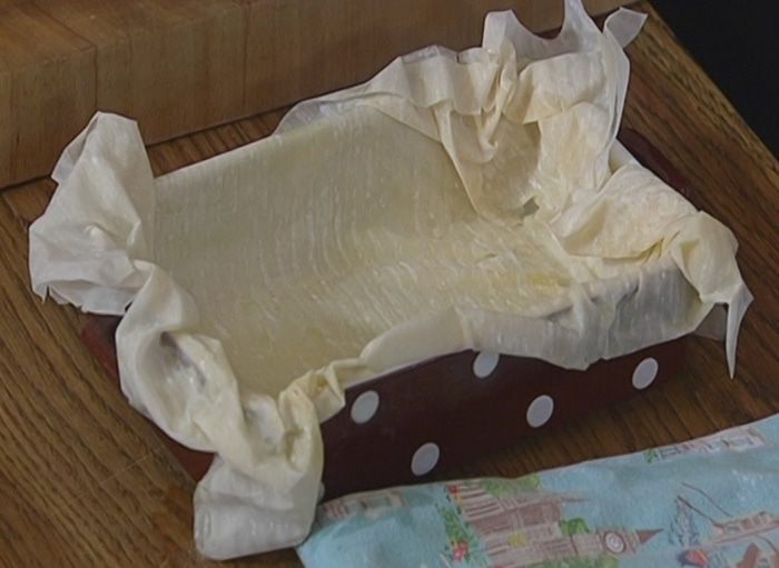 Пирог из фило с цукини и баклажаном 