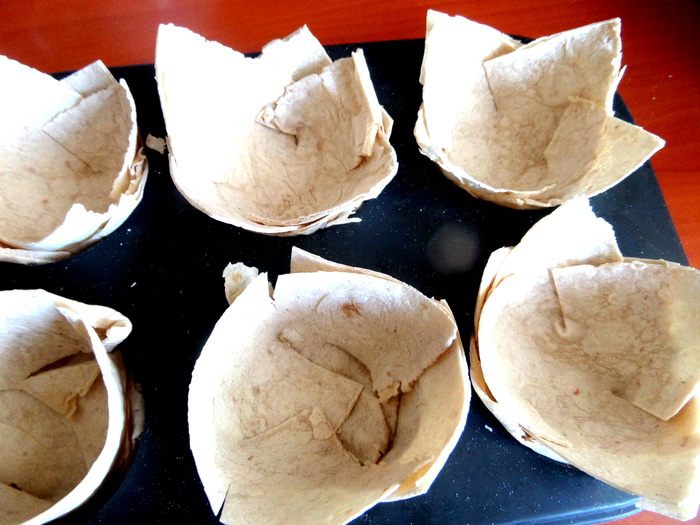 Грибы с картошкой в корзиночках из лаваша (постные)