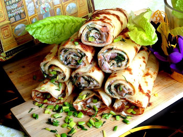 Французские блинчики (crepes) с красной рыбкой 