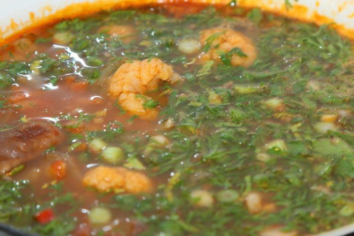 Овощной суп с белково-кунжутным омлетом