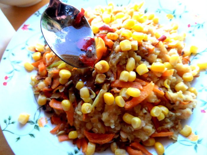 Постный салат из чечевицы