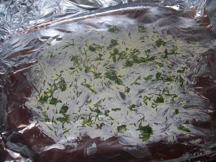 Цыпа с овощами в зеленом масле 