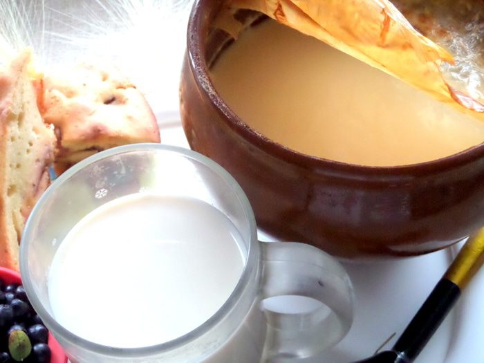 Топленое молоко в горшочках