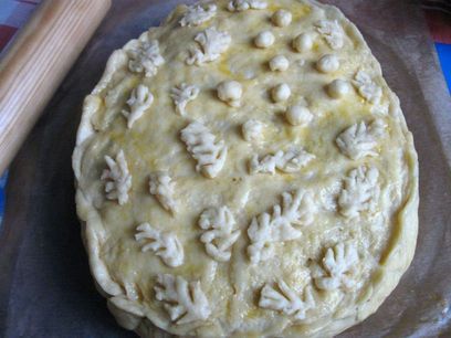  Кулебяка с опятами и капустой