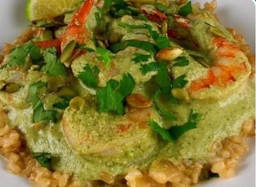 Креветки в соусе из тыквенных семечек 