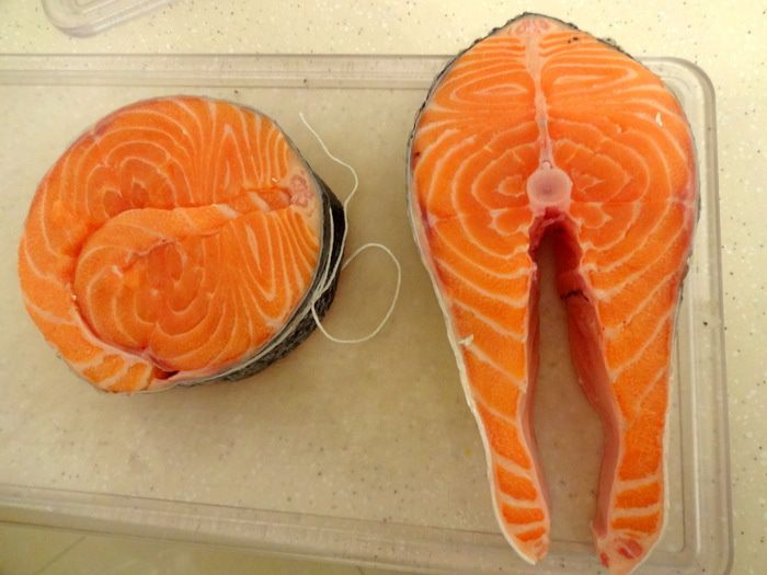 Медальоны из лосося с креветками