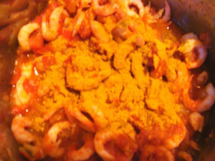 Азу из креветок с тофу и пикантным гарниром