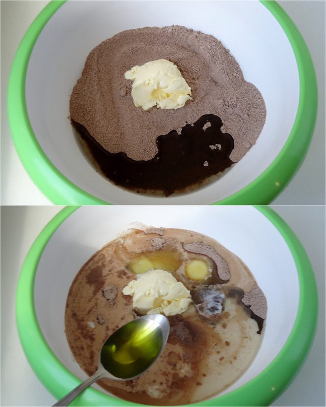 Шоколадный пирог со сливой