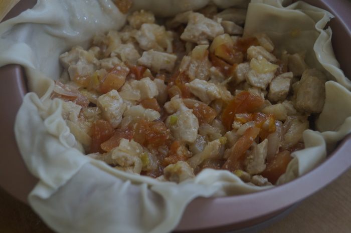 Киш с курицей из теста фило