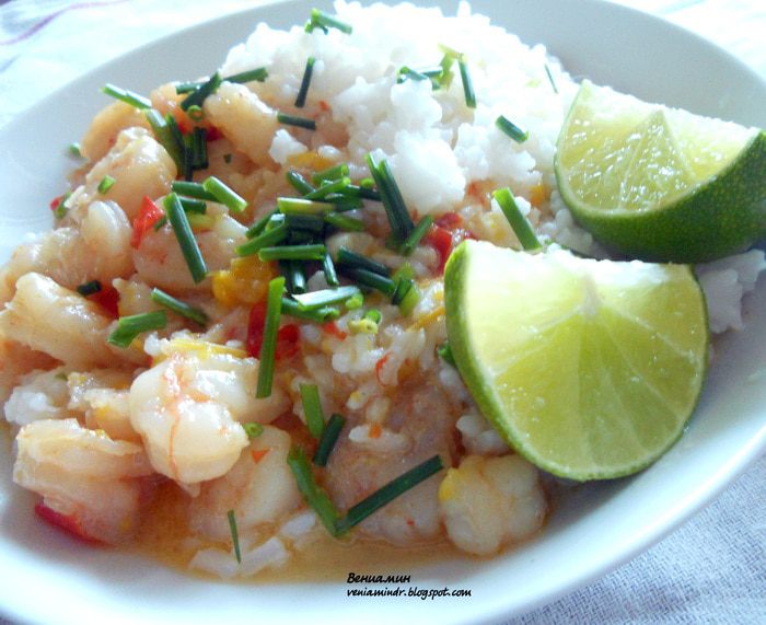 Острые креветки в кокосовом молоке