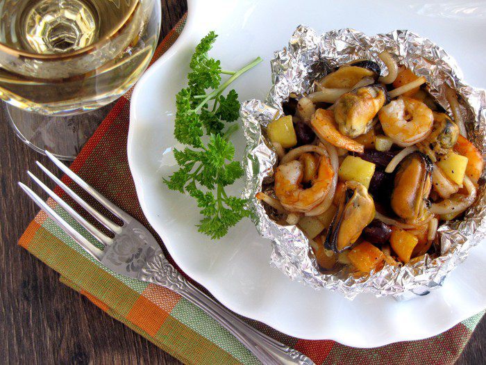 Корзиночки с морепродуктами