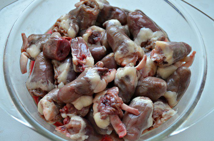 Запеканка с кабачками и куриными сердечками