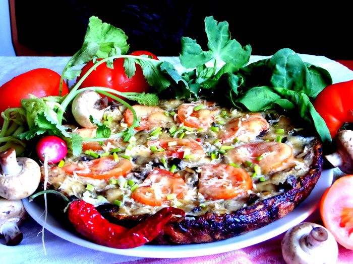 Фриттата из баклажанов с грибами