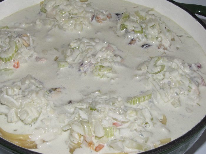 Морское ассорти в &amp;quot;гнездах&amp;quot; из тальятелле