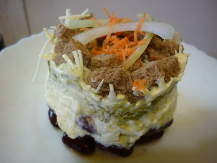 Салат &amp;quot;Общага&amp;quot; + МК по изготовлению сервировочных приспособлений