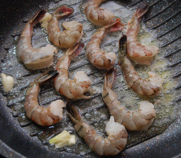 Дважды мускатное ризотто с креветками