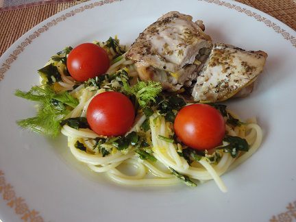 Спагетти с лимонным цыпленком
