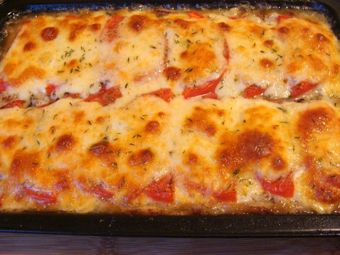 Рыбный пирог с моцареллой на картофельном тесте