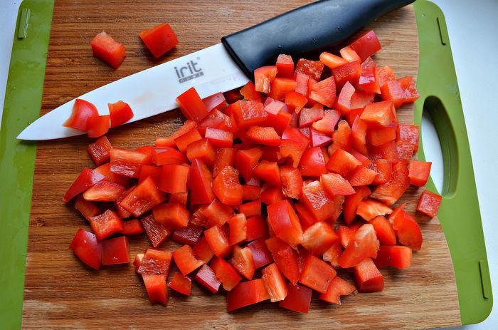 Мильфей с мясом, гречкой и овощами