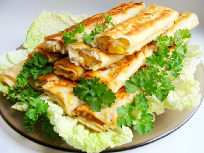 Трубочки из лаваша с начинкой