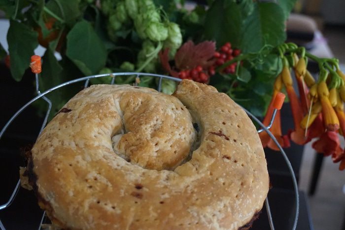 Пирог &amp;quot;Слоеная улитка с рыбой и шпинатом&amp;quot;