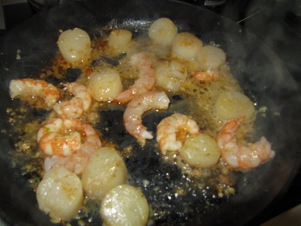 Паста с гребешками