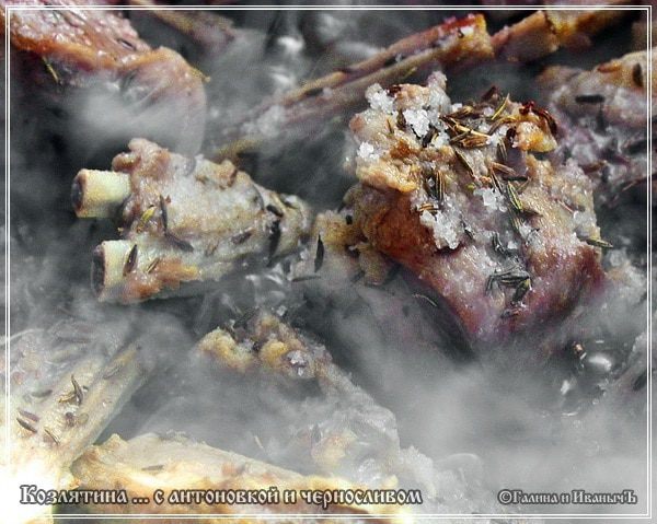 Козлятина с яблочком антоновским и черносливом