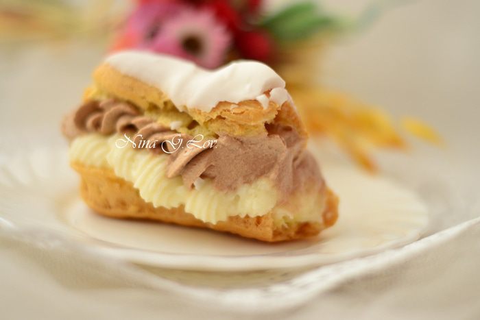 Эклеры со сливочно-шоколадным кремом (Ekler fánk)