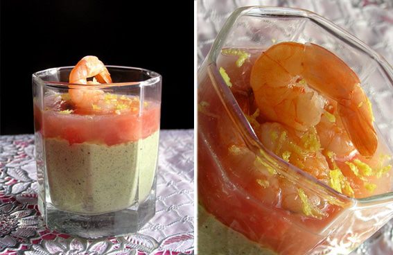 Креветки с грейпфрутом и авокадо