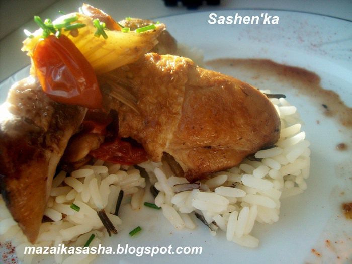 Куриные ножки тушеные с овощами в красном вине