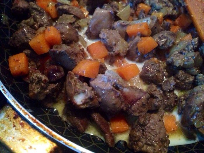 Скороспелые пирожки с печенью и овощами