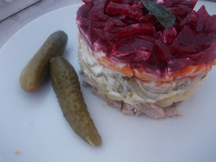 Овощной салат с мясом