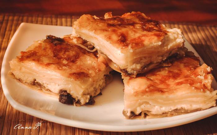 Лазанья сырная с грибами