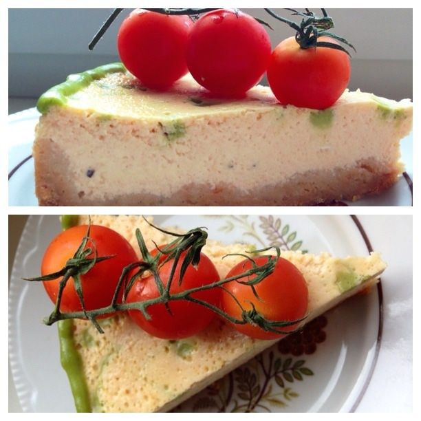 Закусочный творожно-томатный чизкейк с базиликовым курдом