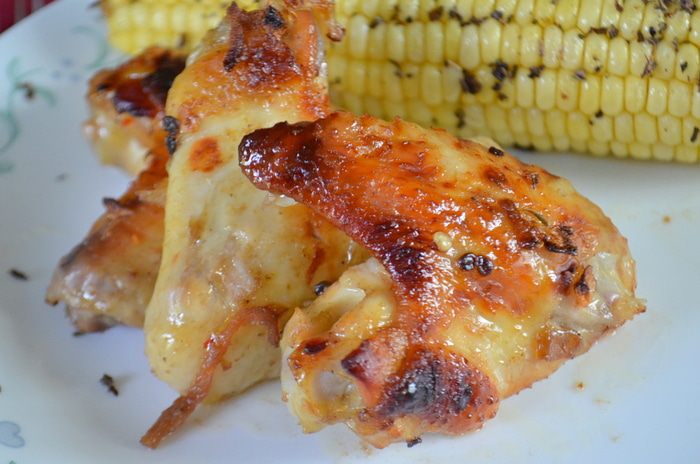 Куриные  крылышки глазированные кленовым  сиропом