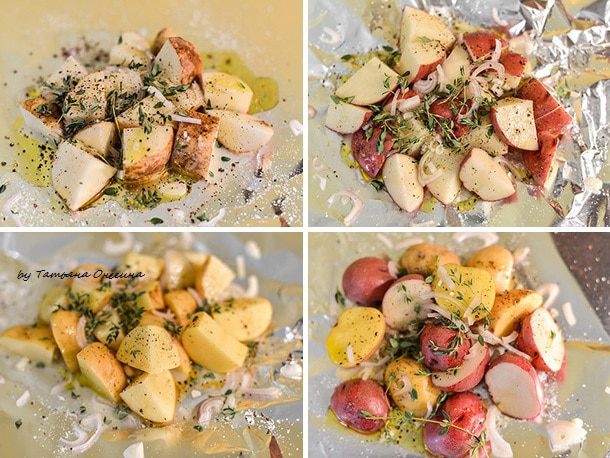 Картофель с тимьяном на углях