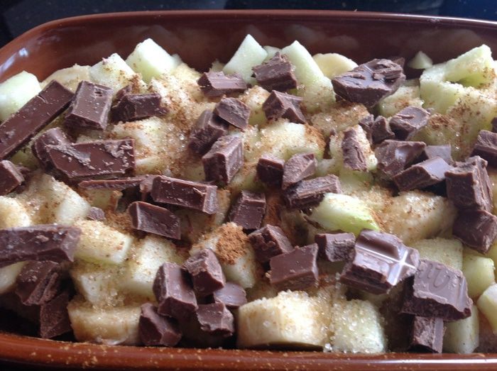 Хлебный яблочно-банановый пудинг