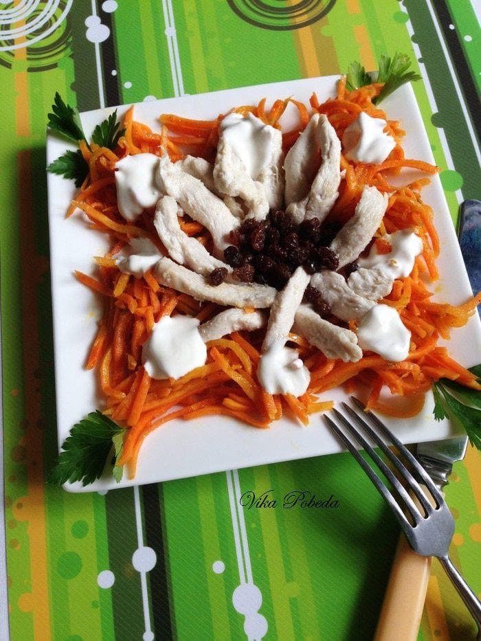 Салат с курицей и морковью по-корейски