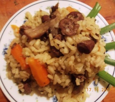 &amp;quot;Плов&amp;quot; с грибами и куриными сердечками