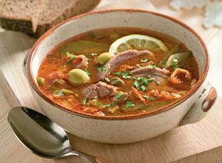 Солянка сборная, с языком и почками